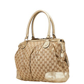 グッチ GGキャンバス ハンドバッグ ショルダーバッグ 2WAY 285730 ベージュ シャンパンゴールド キャンバス レザー レディース GUCCI 【中古】